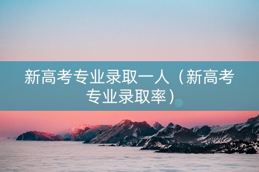 新高考专业录取一人（新高考专业录取率）