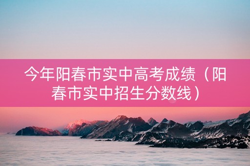 今年阳春市实中高考成绩（阳春市实中招生分数线）