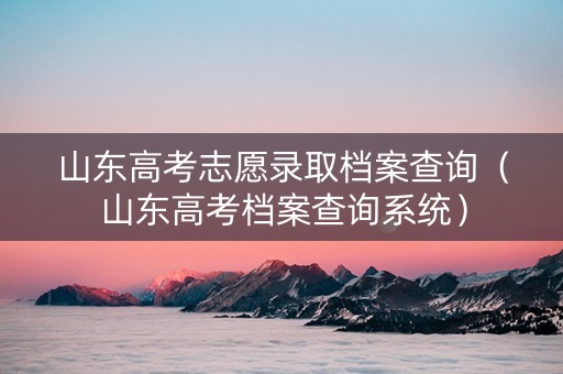 山东高考志愿录取档案查询（山东高考档案查询系统）