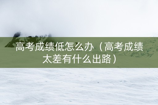 高考成绩低怎么办（高考成绩太差有什么出路）