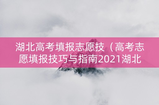 湖北高考填报志愿技（高考志愿填报技巧与指南2021湖北）