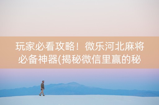 玩家必看攻略！微乐河北麻将必备神器(揭秘微信里赢的秘诀)
