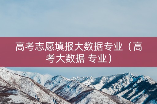 高考志愿填报大数据专业(高考大数据 专业) 高考志愿填报大数据专业(高考大数据 专业)