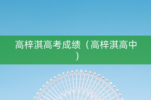 高梓淇高考成绩(高梓淇高中) 高梓淇高考成绩(高梓淇高中)