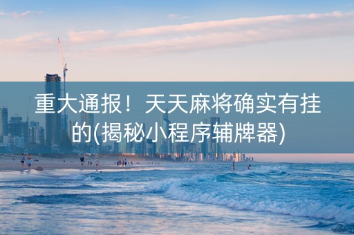 重大通报！天天麻将确实有挂的(揭秘小程序辅牌器)