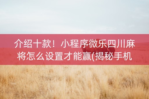 介绍十款！小程序微乐四川麻将怎么设置才能赢(揭秘手机上赢的诀窍)