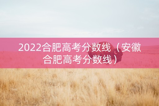 2022合肥高考分数线(安徽合肥高考分数线) 2022合肥高考分数线(安徽合肥高考分数线)