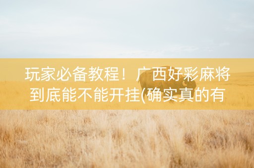 玩家必备教程！广西好彩麻将到底能不能开挂(确实真的有挂)