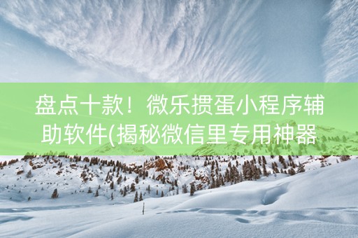 盘点十款！微乐掼蛋小程序辅助软件(揭秘微信里专用神器)