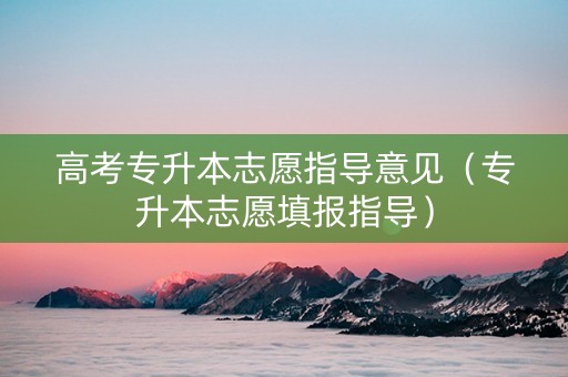 高考专升本志愿指导意见(专升本志愿填报指导) 高考专升本志愿指导意见(专升本志愿填报指导)