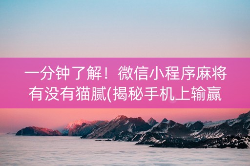一分钟了解！微信小程序麻将有没有猫腻(揭秘手机上输赢技巧)