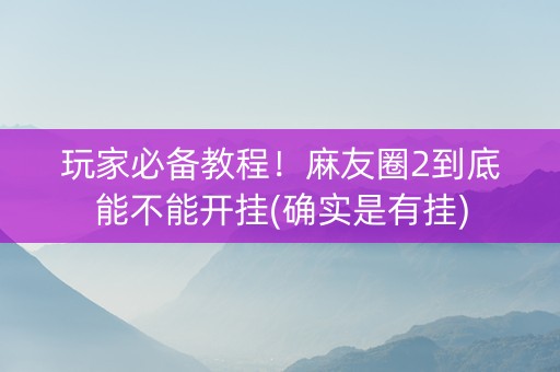 玩家必备教程！麻友圈2到底能不能开挂(确实是有挂)