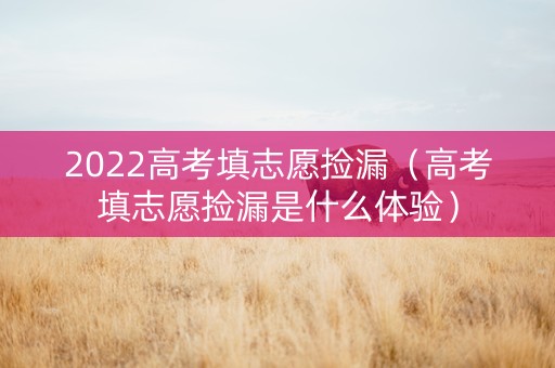 2022高考填志愿捡漏(高考填志愿捡漏是什么体验) 2022高考填志愿捡漏(高考填志愿捡漏是什么体验)