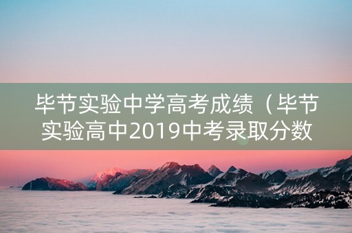 毕节实验中学高考成绩（毕节实验高中2019中考录取分数线）