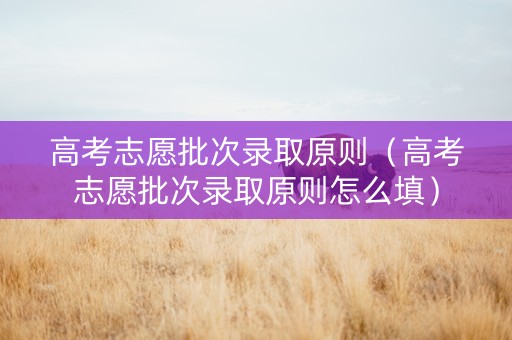 高考志愿批次录取原则(高考志愿批次录取原则怎么填) 高考志愿批次录取原则(高考志愿批次录取原则怎么填)