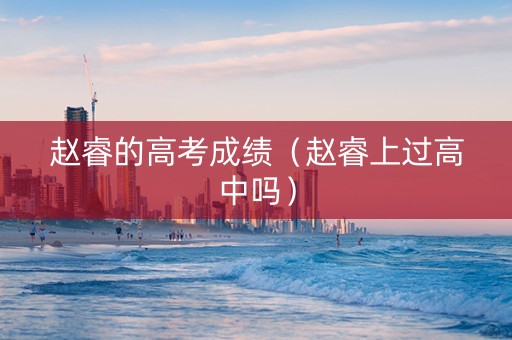 赵睿的高考成绩（赵睿上过高中吗）