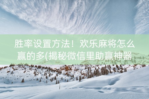 胜率设置方法！欢乐麻将怎么赢的多(揭秘微信里助赢神器)