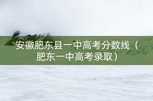 安徽肥东县一中高考分数线(肥东一中高考录取) 安徽肥东县一中高考分数线(肥东一中高考录取)