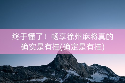 终于懂了！畅享徐州麻将真的确实是有挂(确定是有挂)