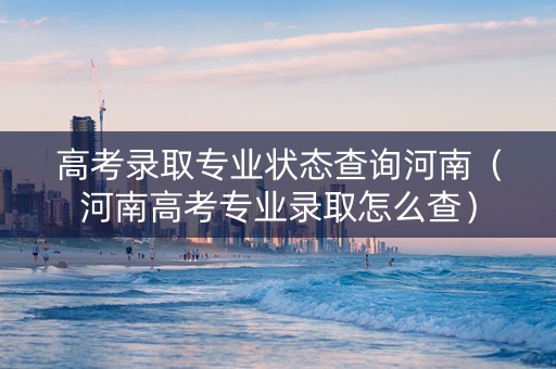 高考录取专业状态查询河南(河南高考专业录取怎么查) 高考录取专业状态查询河南(河南高考专业录取怎么查)