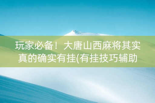 玩家必备！大唐山西麻将其实真的确实有挂(有挂技巧辅助器)
