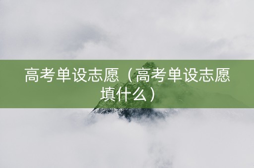 高考单设志愿（高考单设志愿填什么）