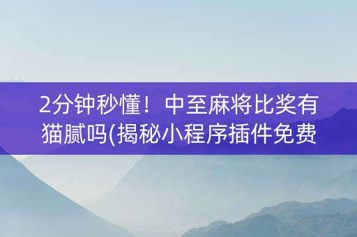 2分钟秒懂！中至麻将比奖有猫腻吗(揭秘小程序插件免费)