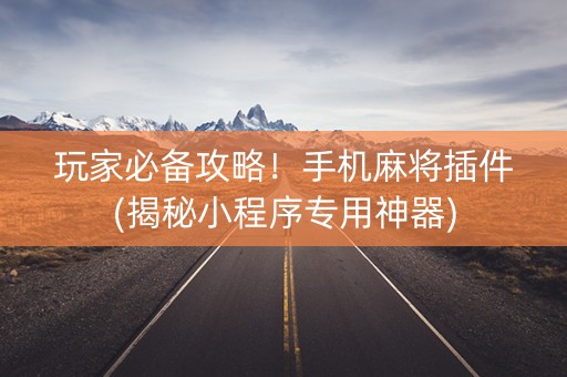 玩家必备攻略！手机麻将插件(揭秘小程序专用神器)