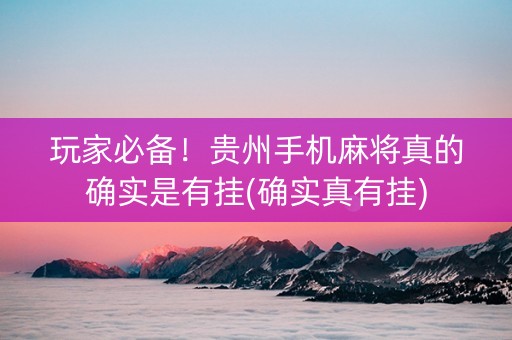 玩家必备！贵州手机麻将真的确实是有挂(确实真有挂)