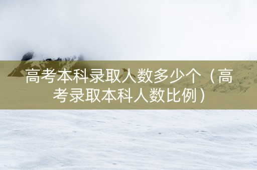 高考本科录取人数多少个（高考录取本科人数比例）