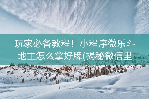 玩家必备教程！小程序微乐斗地主怎么拿好牌(揭秘微信里赢牌的技巧)