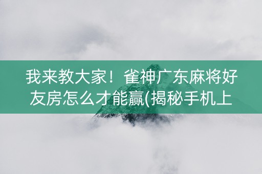 我来教大家！雀神广东麻将好友房怎么才能赢(揭秘手机上插件下载)