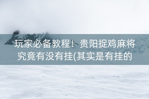 玩家必备教程！贵阳捉鸡麻将究竟有没有挂(其实是有挂的)