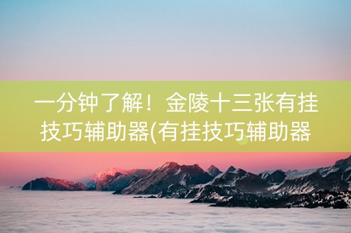 一分钟了解！金陵十三张有挂技巧辅助器(有挂技巧辅助器)