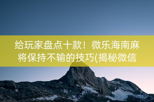 给玩家盘点十款！微乐海南麻将保持不输的技巧(揭秘微信里规律攻略)