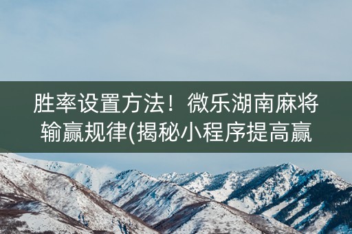 胜率设置方法！微乐湖南麻将输赢规律(揭秘小程序提高赢的概率)
