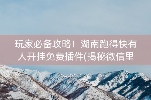 玩家必备攻略！湖南跑得快有人开挂免费插件(揭秘微信里提高胜率)
