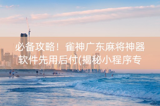 必备攻略！雀神广东麻将神器软件先用后付(揭秘小程序专用神器下载)