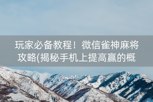玩家必备教程！微信雀神麻将攻略(揭秘手机上提高赢的概率)