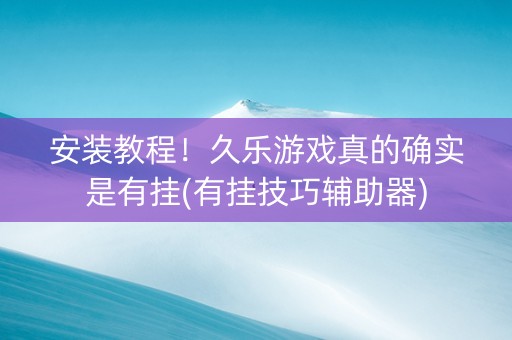 安装教程！久乐游戏真的确实是有挂(有挂技巧辅助器)