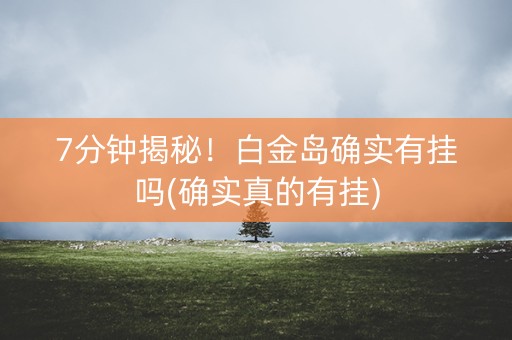7分钟揭秘！白金岛确实有挂吗(确实真的有挂)