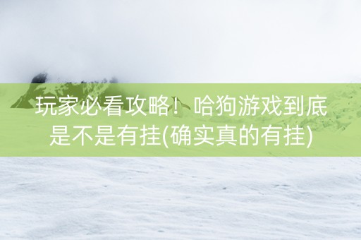 玩家必看攻略！哈狗游戏到底是不是有挂(确实真的有挂)