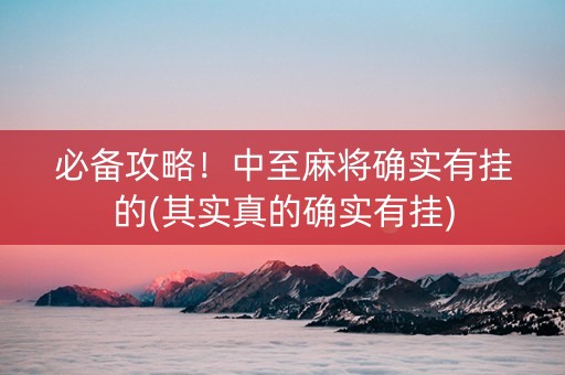 必备攻略！中至麻将确实有挂的(其实真的确实有挂)