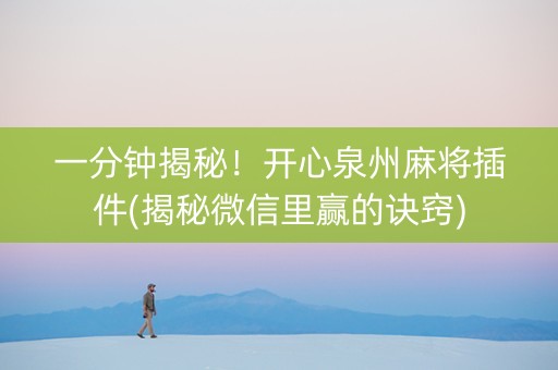 一分钟揭秘！开心泉州麻将插件(揭秘微信里赢的诀窍)