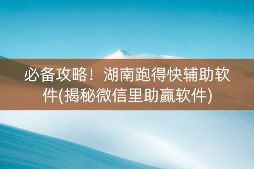 必备攻略！湖南跑得快辅助软件(揭秘微信里助赢软件)