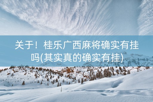 关于！桂乐广西麻将确实有挂吗(其实真的确实有挂)