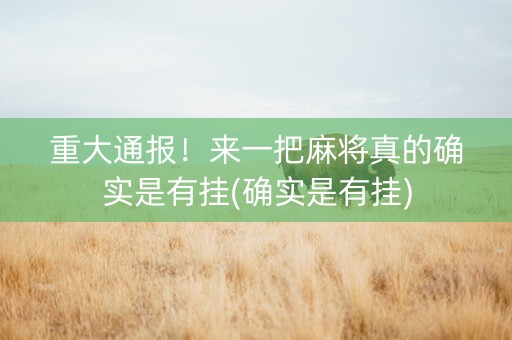 重大通报！来一把麻将真的确实是有挂(确实是有挂)