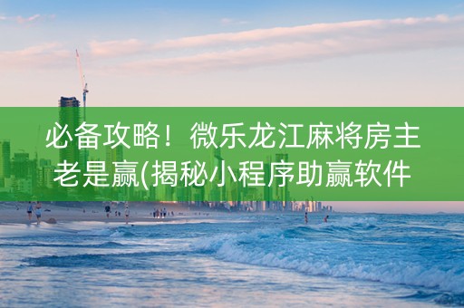 必备攻略！微乐龙江麻将房主老是赢(揭秘小程序助赢软件)