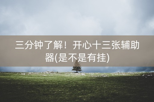 三分钟了解！开心十三张辅助器(是不是有挂)