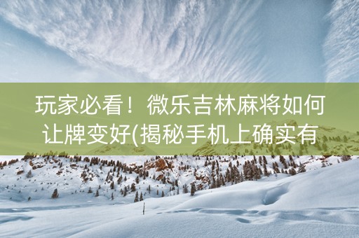 玩家必看！微乐吉林麻将如何让牌变好(揭秘手机上确实有猫腻)